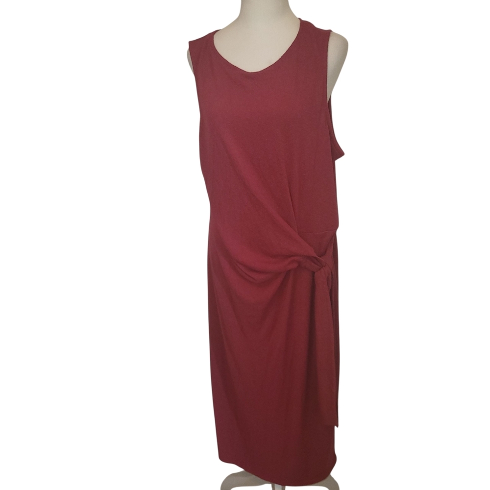 Ava & Viv Plus Side Tie Dress Maroon Sz 1X